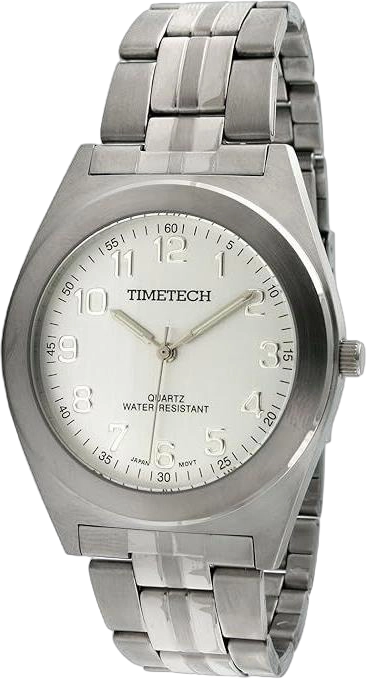 TIMETECH Men's Silver Dial Stainless Steel Bracelet Watch