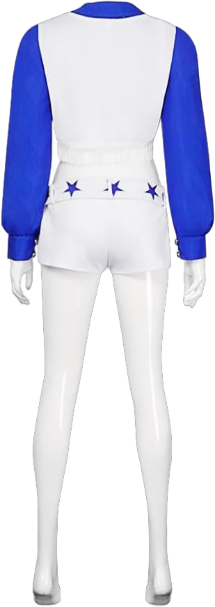 Cowboy Cheerleader Costume Women Blue Star Cheerleading Uniform with Pom Halloween Outfit