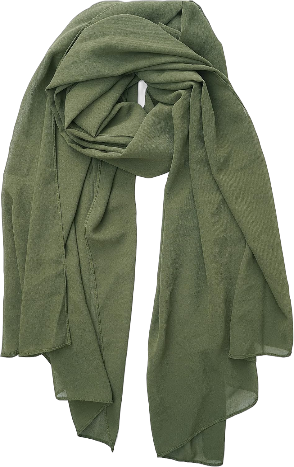 YOUR SMILE for Women Lightweight Breathable Solid Color Soft Chiffon Long Fashion Scarves Sun-proof Shawls Wrap Olive Green