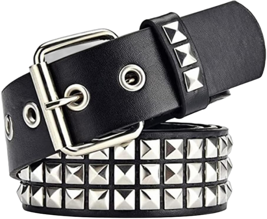 Punk Leather Belt,Studded Belt Beads Rivet Belt Metal Pyramid Belt for Men/Women Clothing Matching Black, Belt