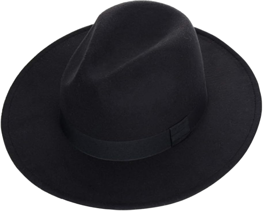 Unisex Classic Manhattan Structured Trilby Fedora Hat Wide Brim Felt Fedora Hat Cap Jazz Hat Black