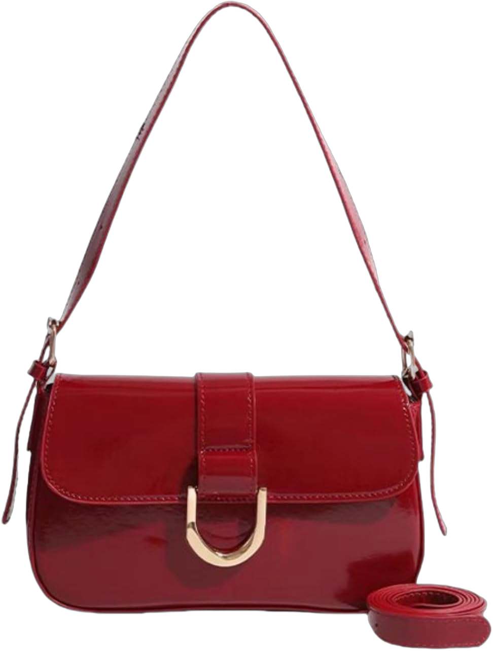 Shoulder Bag for Women, Small Shoulder Purse with 2 Straps, Casual Crossbody Bag Vintage Leather Handbags with Zipper Red