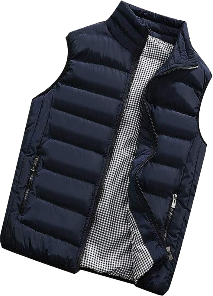 Men's Padded Cotton Puffer Vest Winter Sleeveless Jacket Coat Thick Warm Quilted Outerwear Oversized Vest Puffer 4X-Large 02-dark Blue