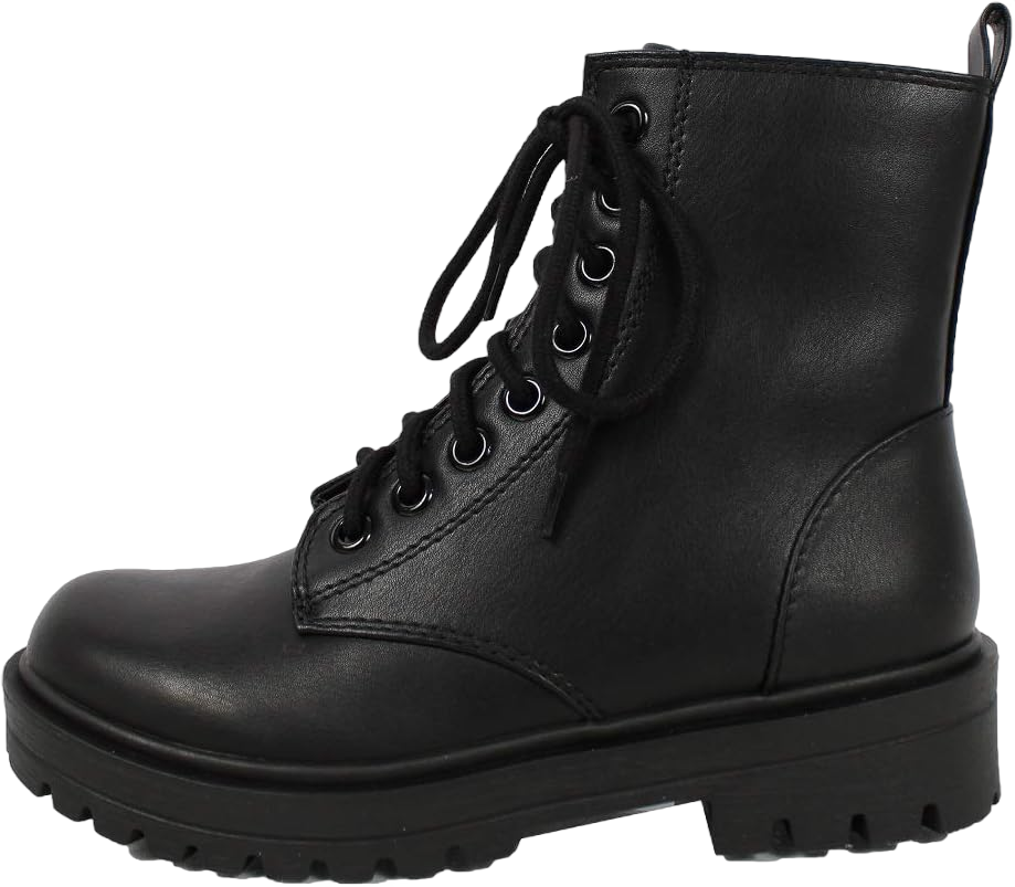 Soda Women's Combat Lace Up Ankle Boot 8.5 Black