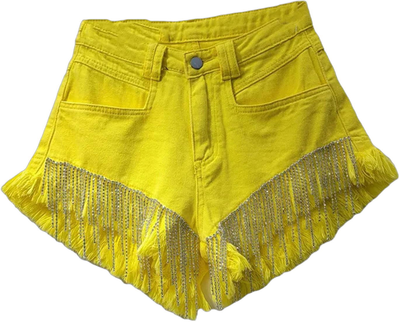 Mnjyihy Women Summer High Waist Ripped Denim Short Slim Fit Zipper Stretchy Frayed Hem Casual Denim Shorts Large Yellow