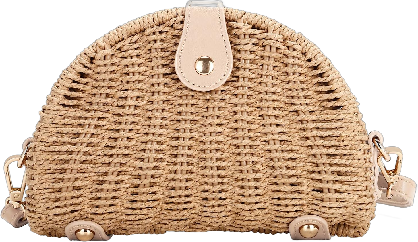 LA TERRE Straw Crossbody Bags for Women Summer Handmade Woven Wicker Purse Beach bag Beige