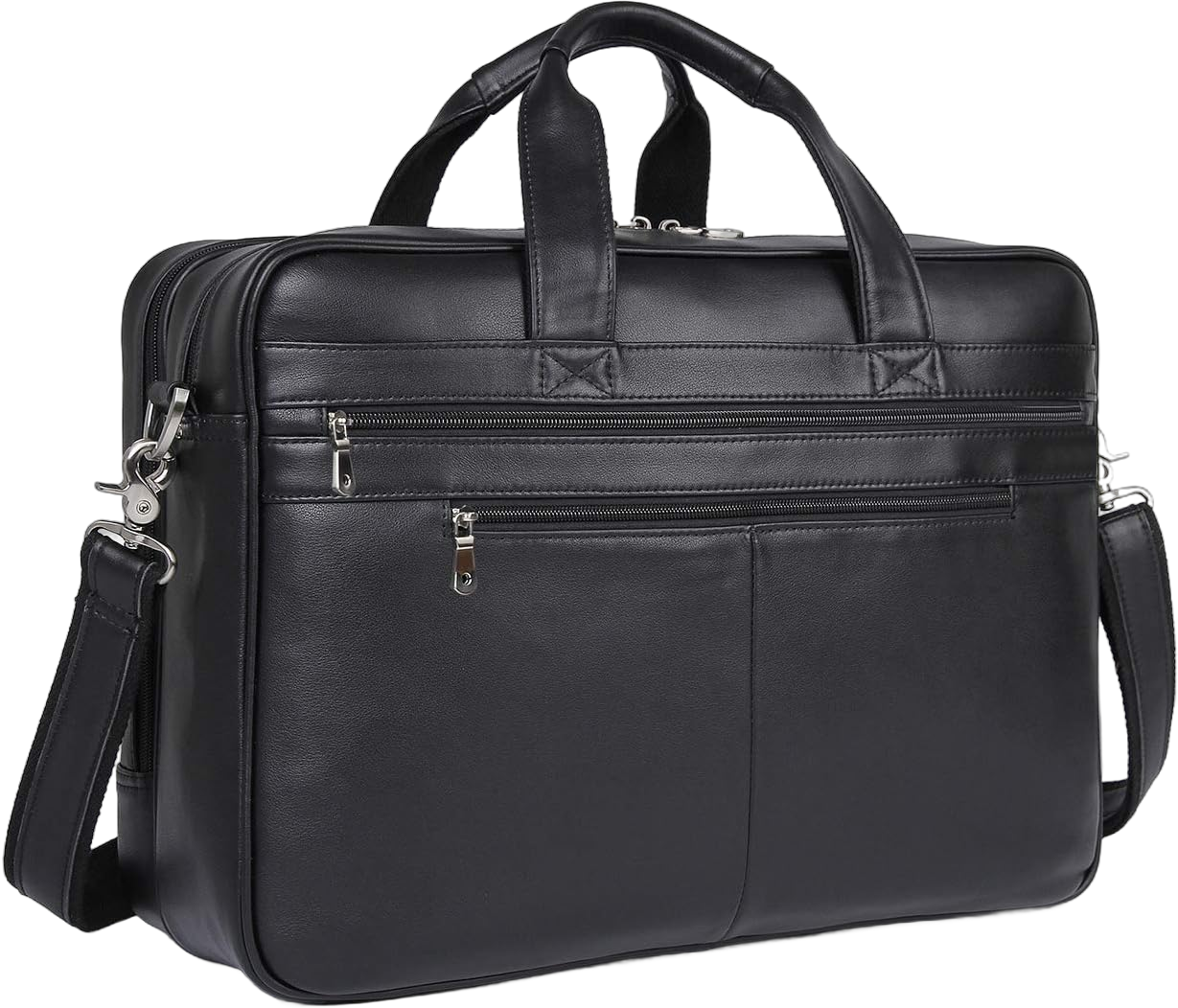 Men's 17 Inch Solid Genuine Leather Professional Laptop Briefcase Messenger Shoulder Bag