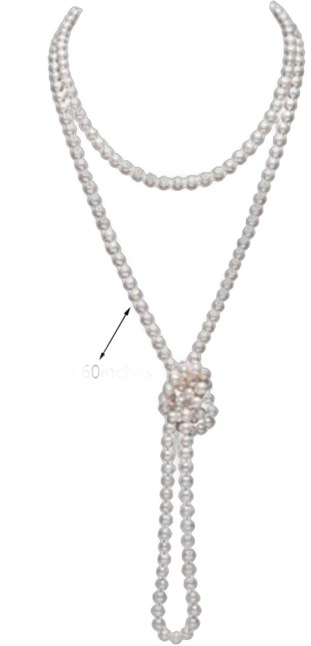 JKJF 1920s Pearls Beads Necklace, Fashion Imitation Faux Pearls Long Necklace Flapper Beads Necklace Retro Costume Jewelry Necklace for Women - 60 Inches Length