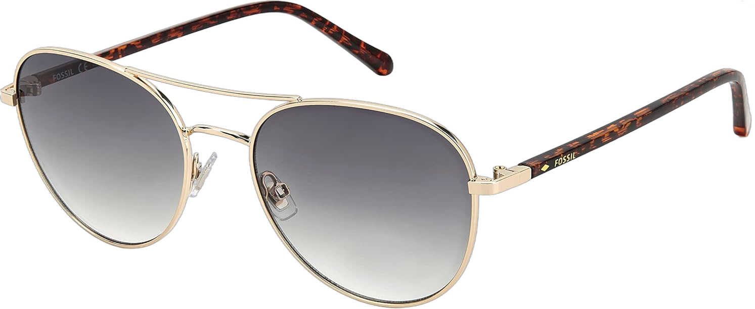 Fossil Women's Female Sunglass Style Fos 3123/G/S Aviator Light Gold/Green Shaded 55 Millimeters