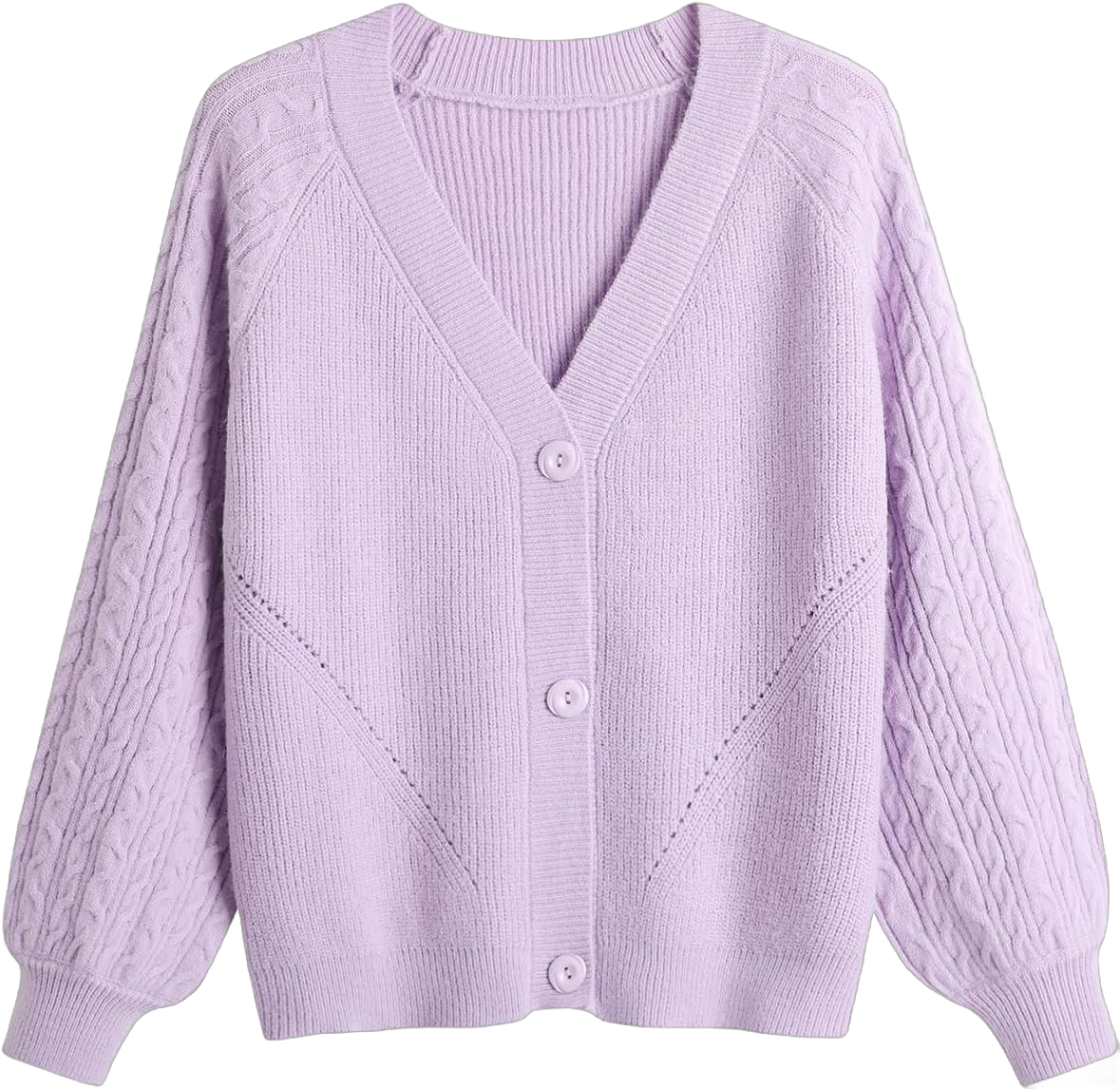 GABERLY Button Down Thickened Sweaters V Neck Open Front Loose Oversized Cardigans Knit Outwear for Women X-Large Light Purple