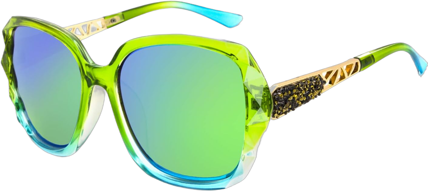 LECKIRUT Oversized Sunglasses for Women Polarized UV Protection Classic Fashion Ladies Shades Black Frame Gray Lens P1 Green Frame Green Lens