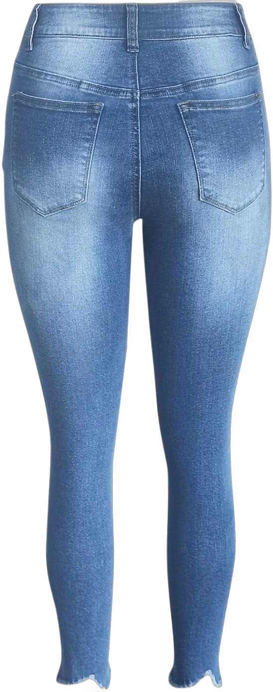 Ripped Butt Lifting Jeans for Women Mid Waist Stretch Trendy Trouser Skinny Pull On Denim Pants Slimming Stretchy Mom Medium Blue