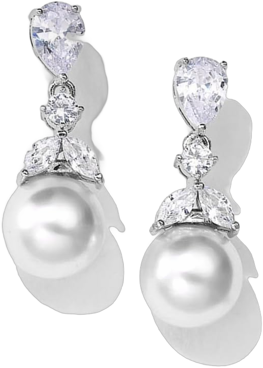 Roseeden Pearl Wedding Earrings for Brides, Bridesmaids, Bridal Pearl Cluster Earrings, Cubic Zirconia Pearl Drop Stud Earrigs for Women Silver