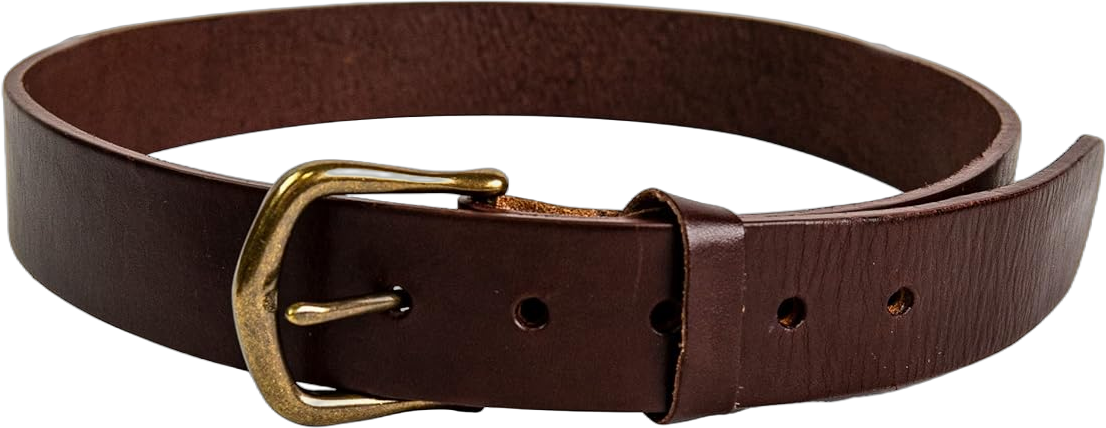 Personalized Fine Leather Men's Casual Belt – Square Nickel or Brass Buckle (44, Square Brass, Dark Brown)