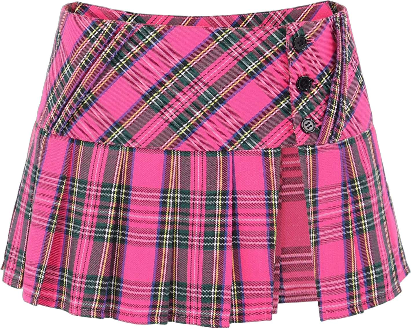 C-ZOFEK Mini Plaid Slit Skirt Women's US Size Pleated Skirt Schoolgirl Uniform, Multicolour X-Small Rose