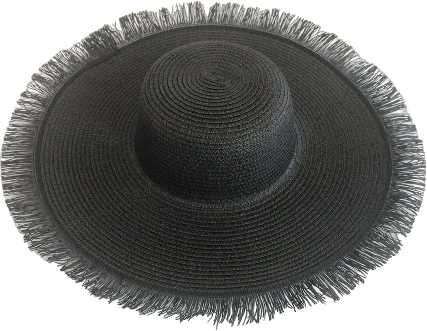 Womens Mens Wide Brim Straw Panama Hat Beach Sun Hat Summer Wide Brim Straw Roll up Hat Fisherman's UPF 50 One Size Black 1