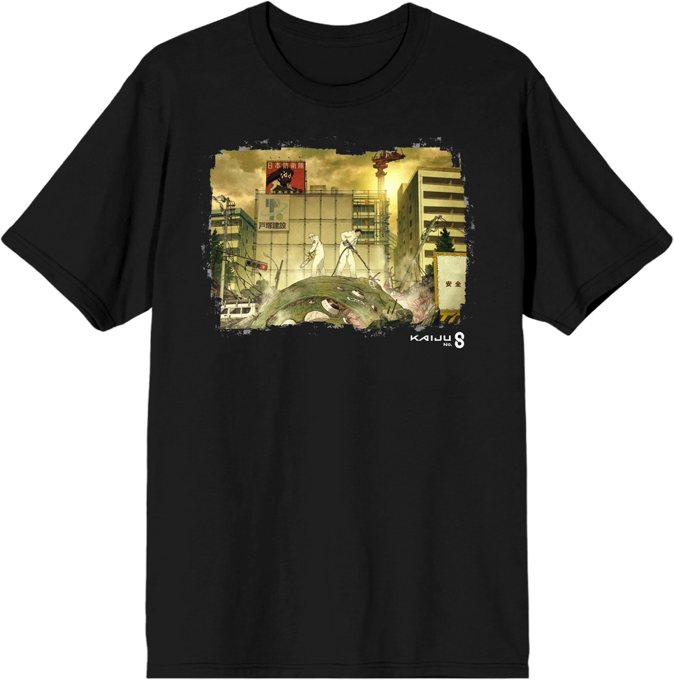 Kaiju No. 8 Ruined Cityscape Crew Neck Short Sleeve Men's Black T-shirt-XXL