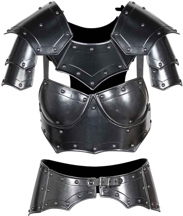 Medieval Mina Armour Set LARP Armor Cosplay Costume - Cuirass, Pauldron, Gorget,Tasset Complete Armor Set Black