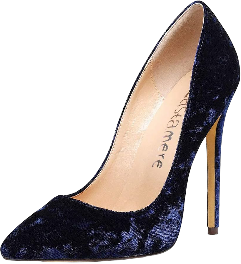 Castamere Womens High Heel Pumps Slip-on Pointy-Toe Elegant Stilettos Comfort Sexy Heel Shoes 4.7Inch Heels Black Lining 6.5 Velvet Blue