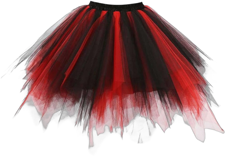 Women's Teen‘s Tutu Tulle Skirt Petticoat 50s Vintage Ballet Bubble Dance Skirts for Cosplay Party Medium Black and Red