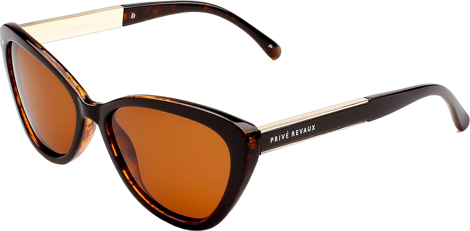 Prive Revaux The Hepburn Cat Eye Sunglasses – Handcrafted, Polarized Lenses with 100% UV Protection – For Women Warm Copper Tort/Brown