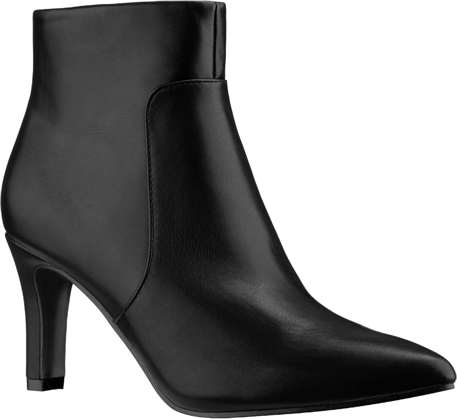 ILLUDE Women's Fashion Ankle Boots Comfortable Pointed Toe High Heels Side Zipper Booties 7 Black Pu