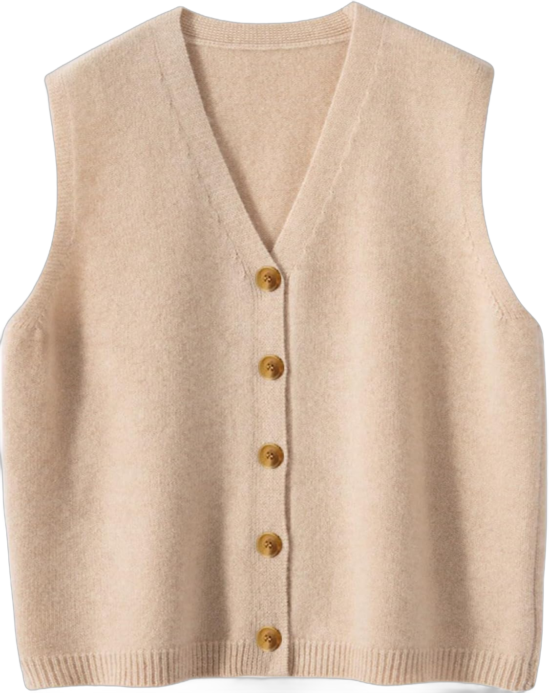 Wowcarbazole Womens Sweater Vest Sleeveless Knit V Neck Summer Tops Trendy Casual Button Down Slim Fitted Ribbed Vest Beige Medium