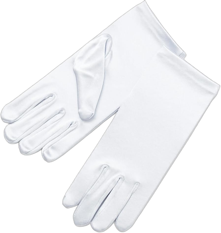 Girl's Shiny Stretch Satin Dress Gloves Wrist Length 2BL White Small - 4-7 yrs