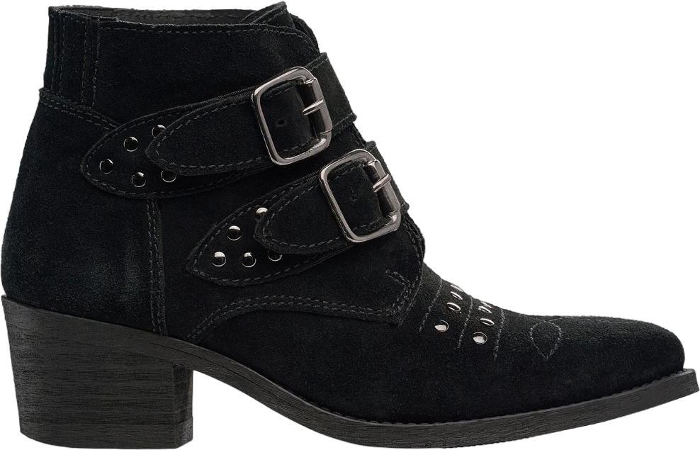 ellos Women's (Wide Widths Available) Two Buckle Suede Bootie - 8 1/2 M, Black