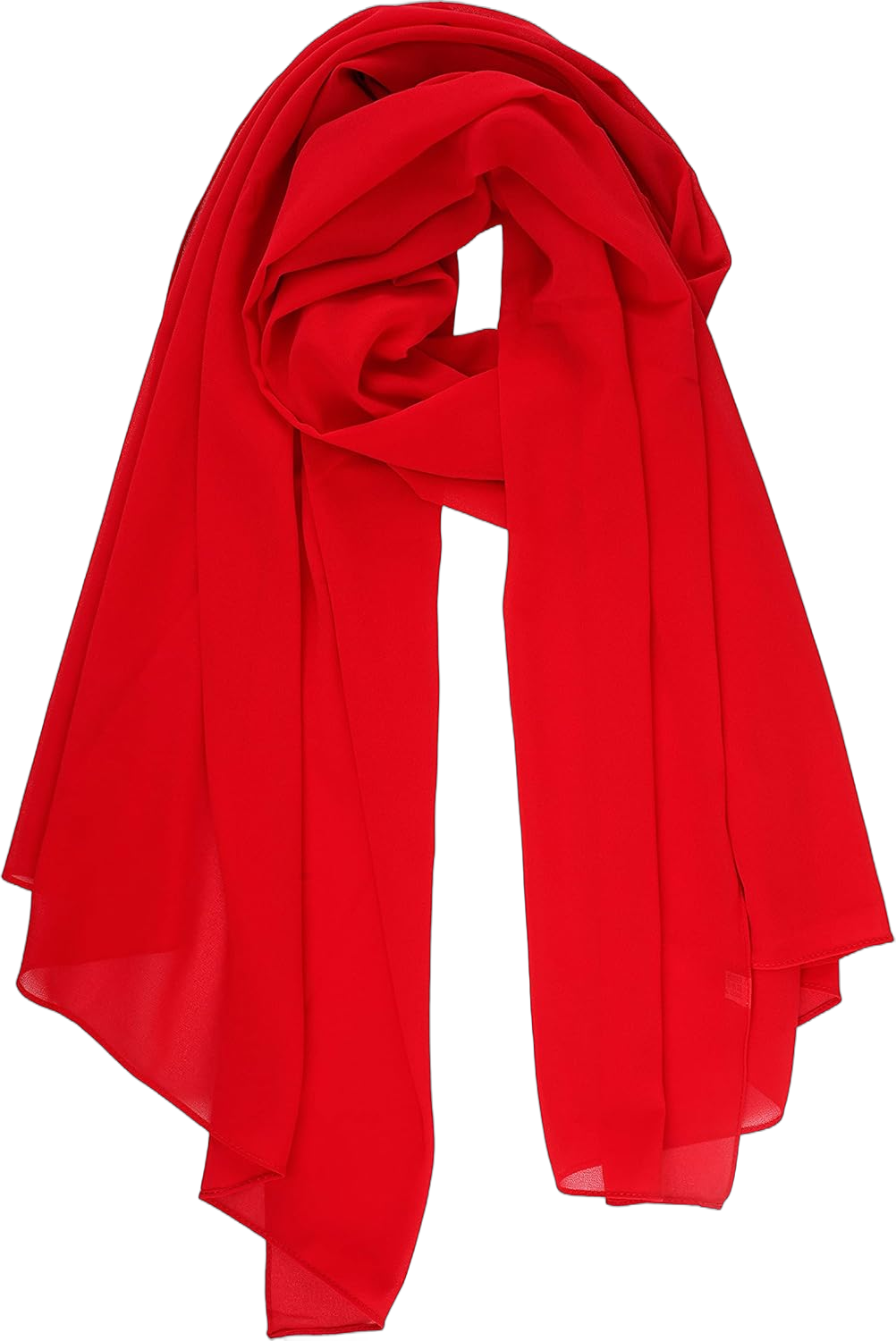 YOUR SMILE for Women Lightweight Breathable Solid Color Soft Chiffon Long Fashion Scarves Sun-proof Shawls Wrap Red