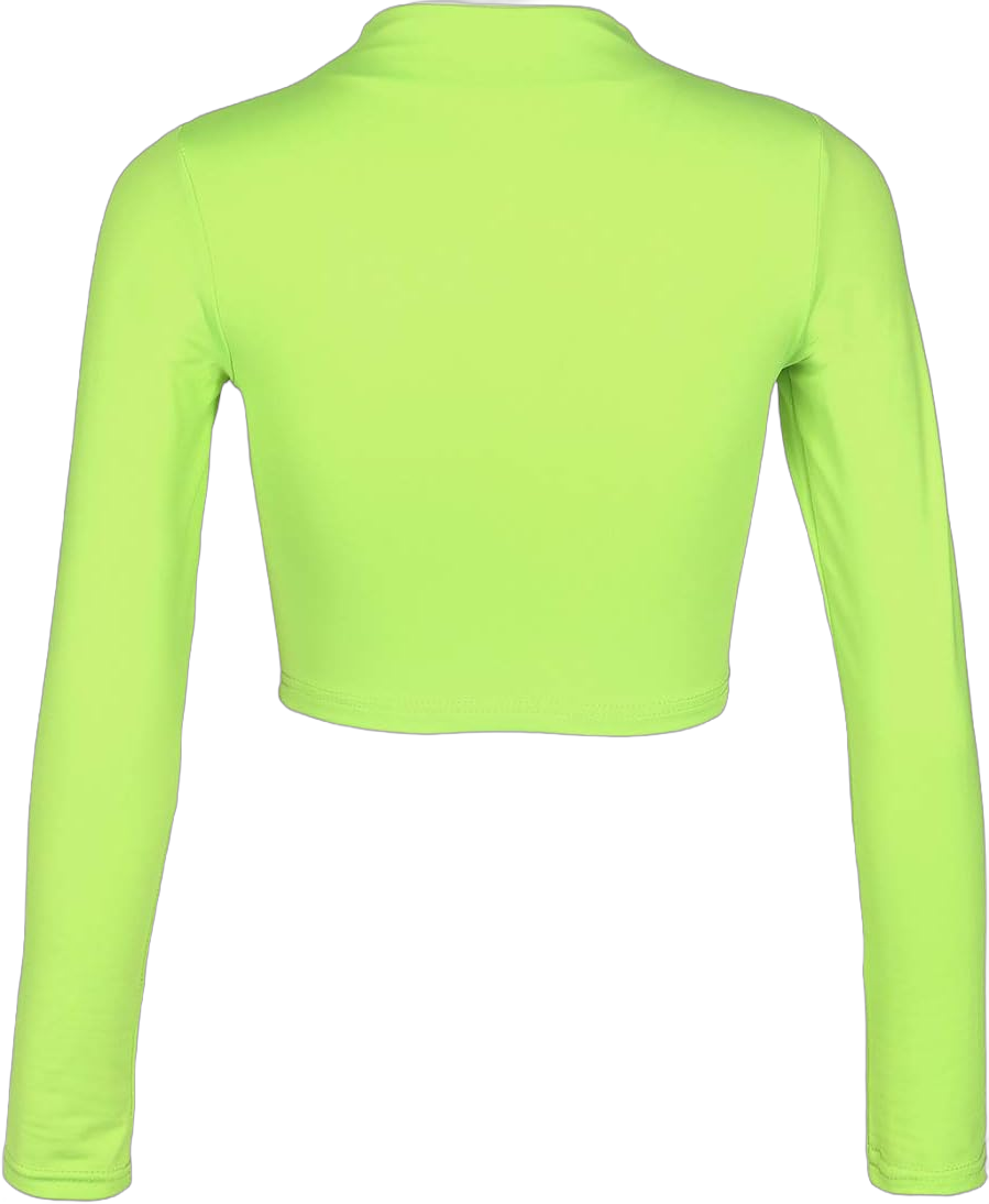 Artfish Women Long Sleeve Stretchy Crop Top Sexy Slim Fitted Fleece Lined Cropped Shirts Large 01#neon Green