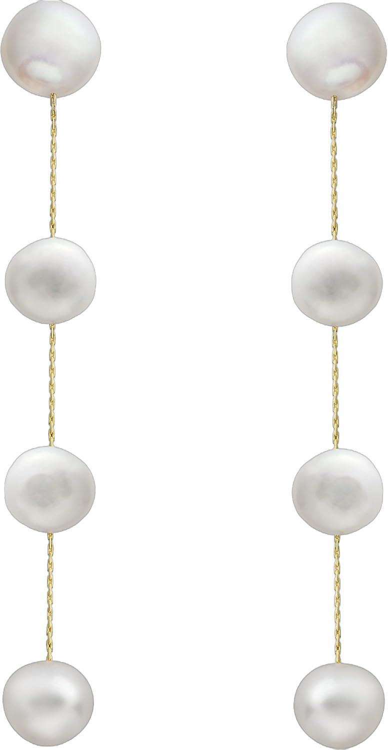 Long Pearl Dangle Earrings for Women 14K Gold Plated Sterling Silver Post Pearl Drop Tassel Earrings for Bridal Wedding