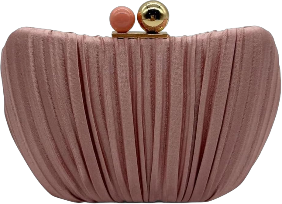 UMREN Women's Formal Satin Pleated Clutch Moon Shape Evening Bag Fashionable Prom Handbag Wedding Purses Pink