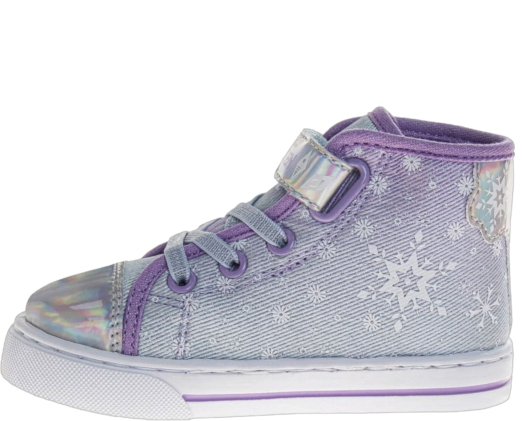 Disney Frozen Anna and Elsa High Top Canvas Sneakers. (Toddler/Little Kids)Light Blue/Lilac, Size: 7