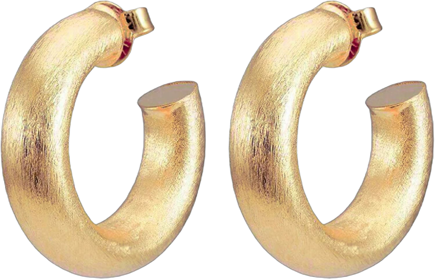 Small Chantal Thick Chunky Tube Lightweight Hoop Earrings for Women in Brushed Champagne. 18k Gold and 18k Rose Gold Metal Plated