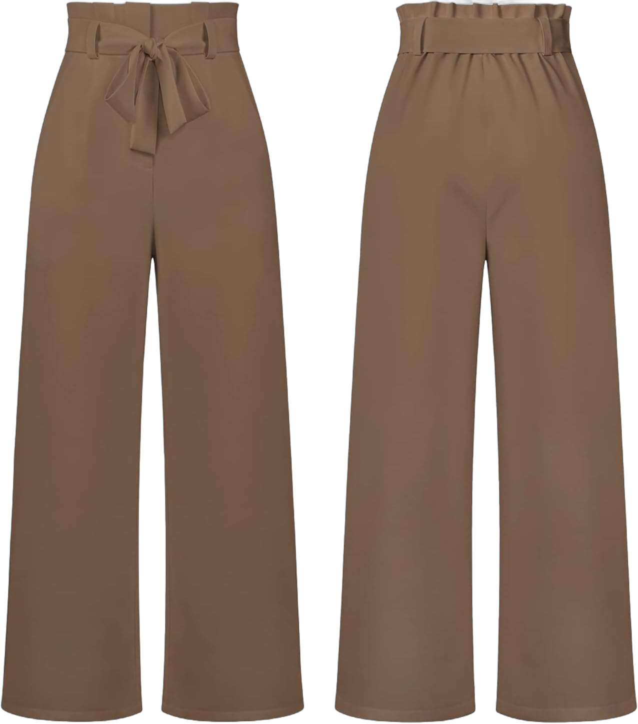 GUOLEZEEV High Waist Wide Leg Pants for Women Business Casual Outfits Dress Pants X-Large 22#brown