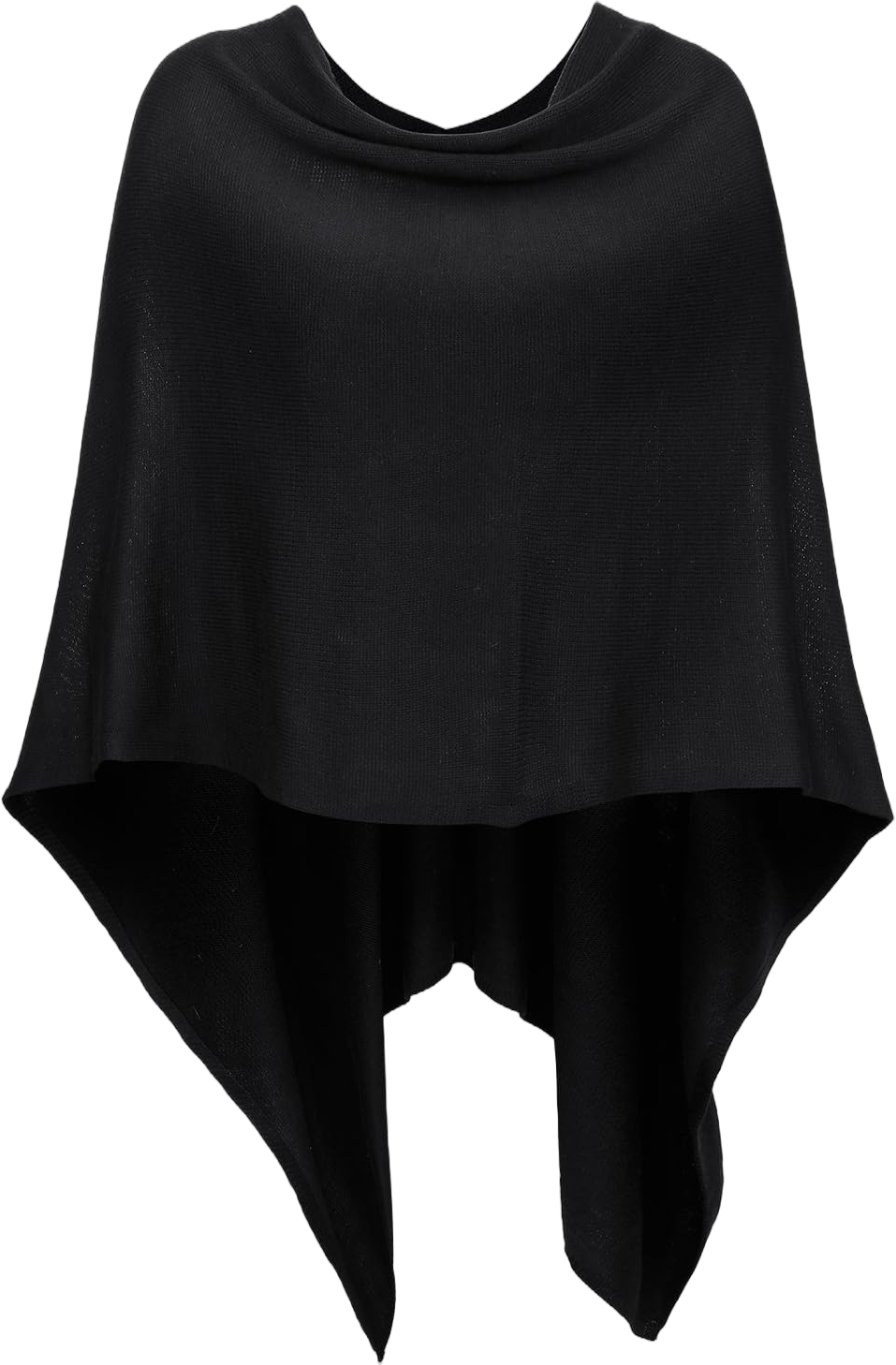 DJT Womens Solid Knit Short Asymmetric Wrap Poncho Topper One Size Black