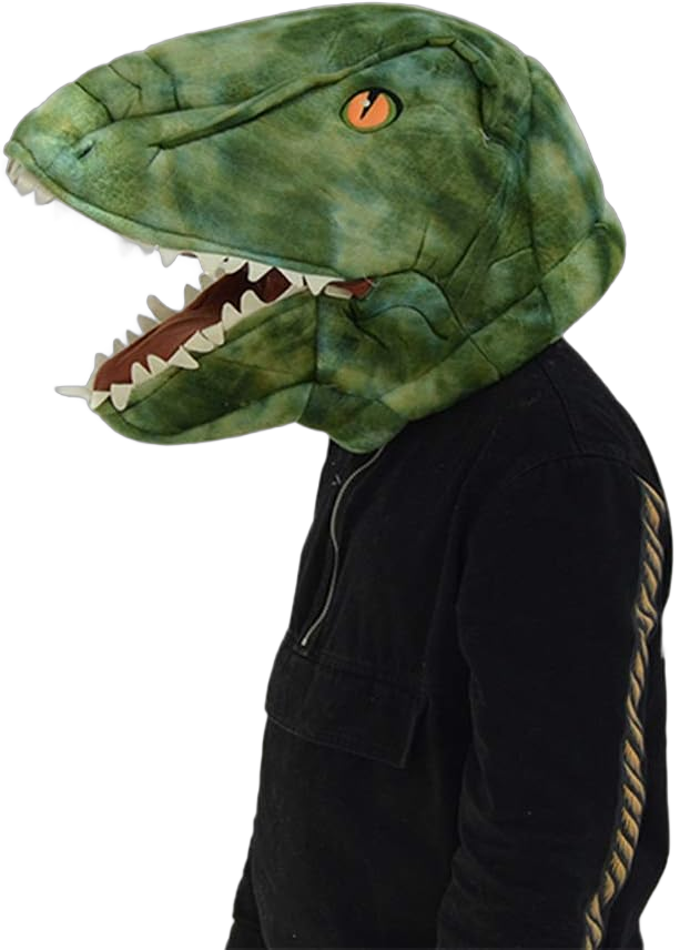 Plush Green Animal Dinosaur Head Mask Halloween Mascot Costume