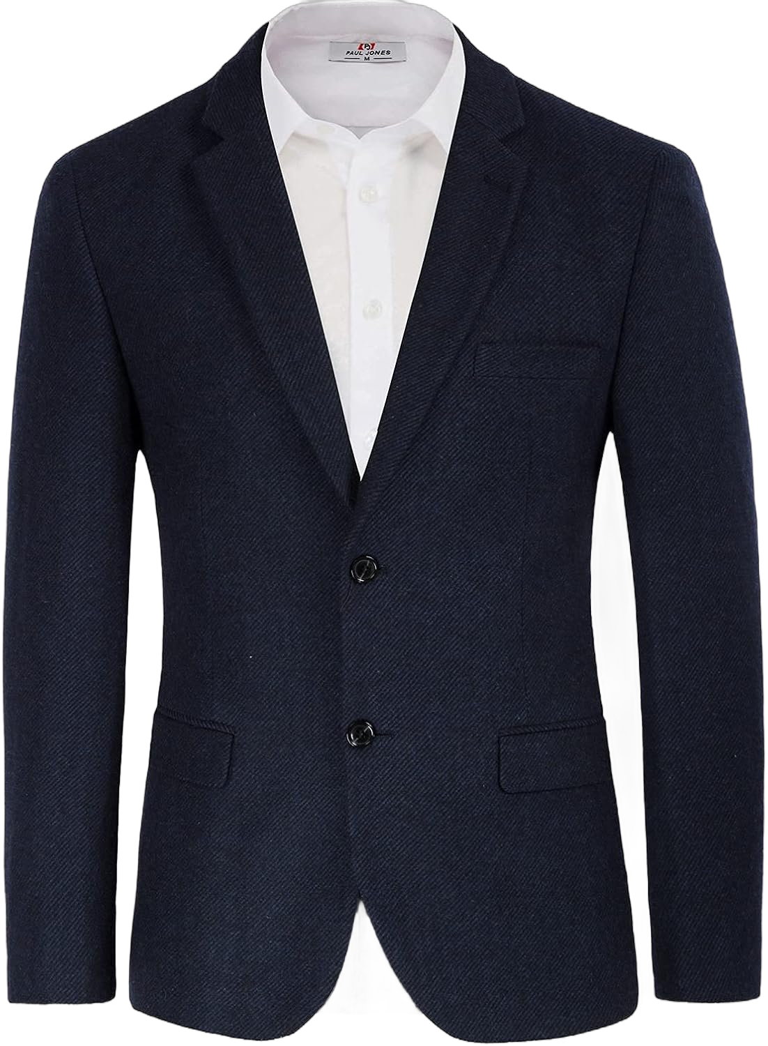 Mens Wool Blend Blazer Jacket Houndstooth Suit Blazer Notch Lapel 2 Button XX-Large Navy