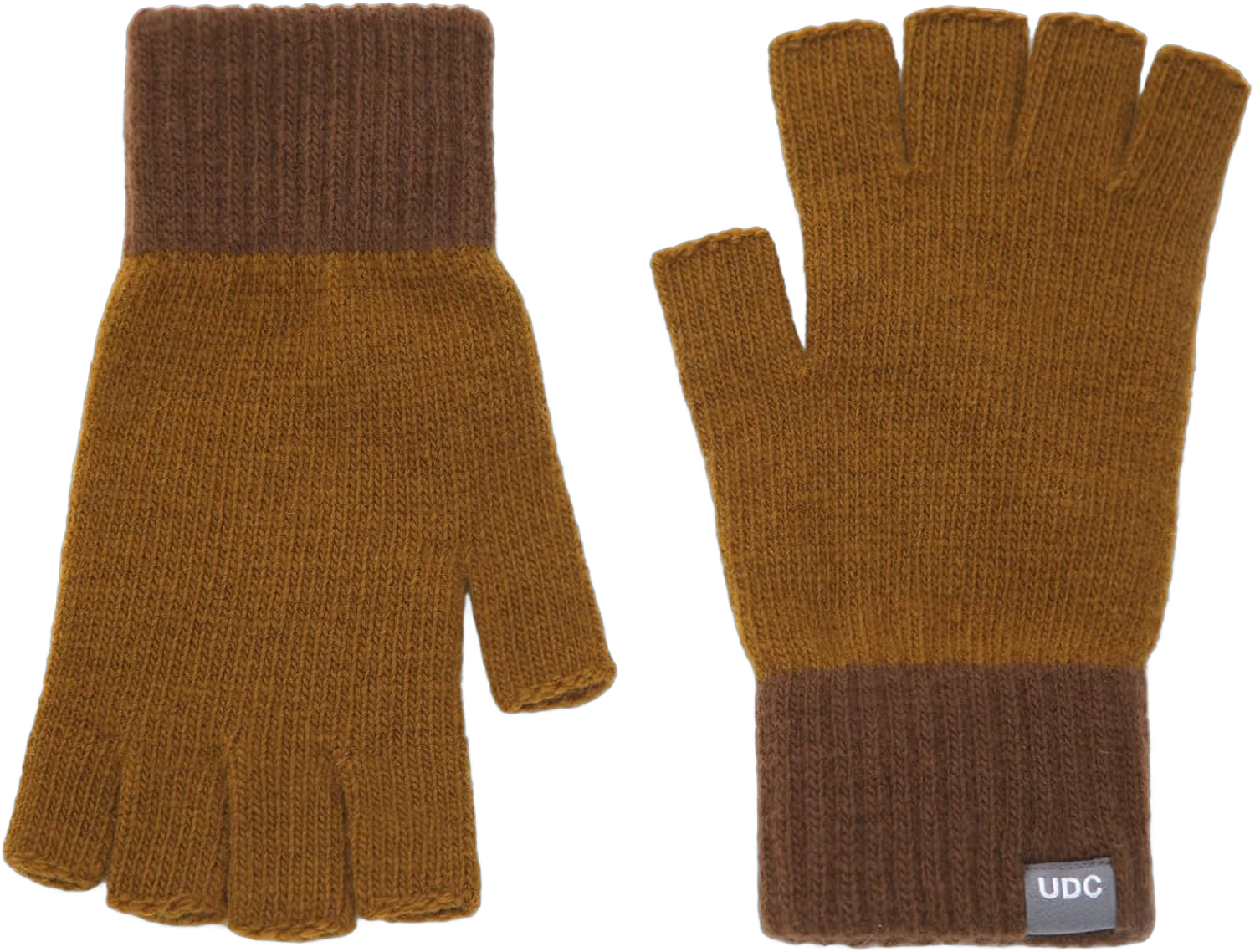 UNDERCONTROL Logo Label Unisex Fall Winter Outdoor Fingerless Half Finger Warmer Touch Screen Casual Gloves Handwarmer Korea Mustard Brown