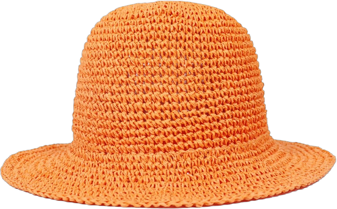 Crochet Bucket Hat Foldable Hand-Woven Straw Hat for Women Outdoor Summer Beach Floppy Sun Hat One Size Orange