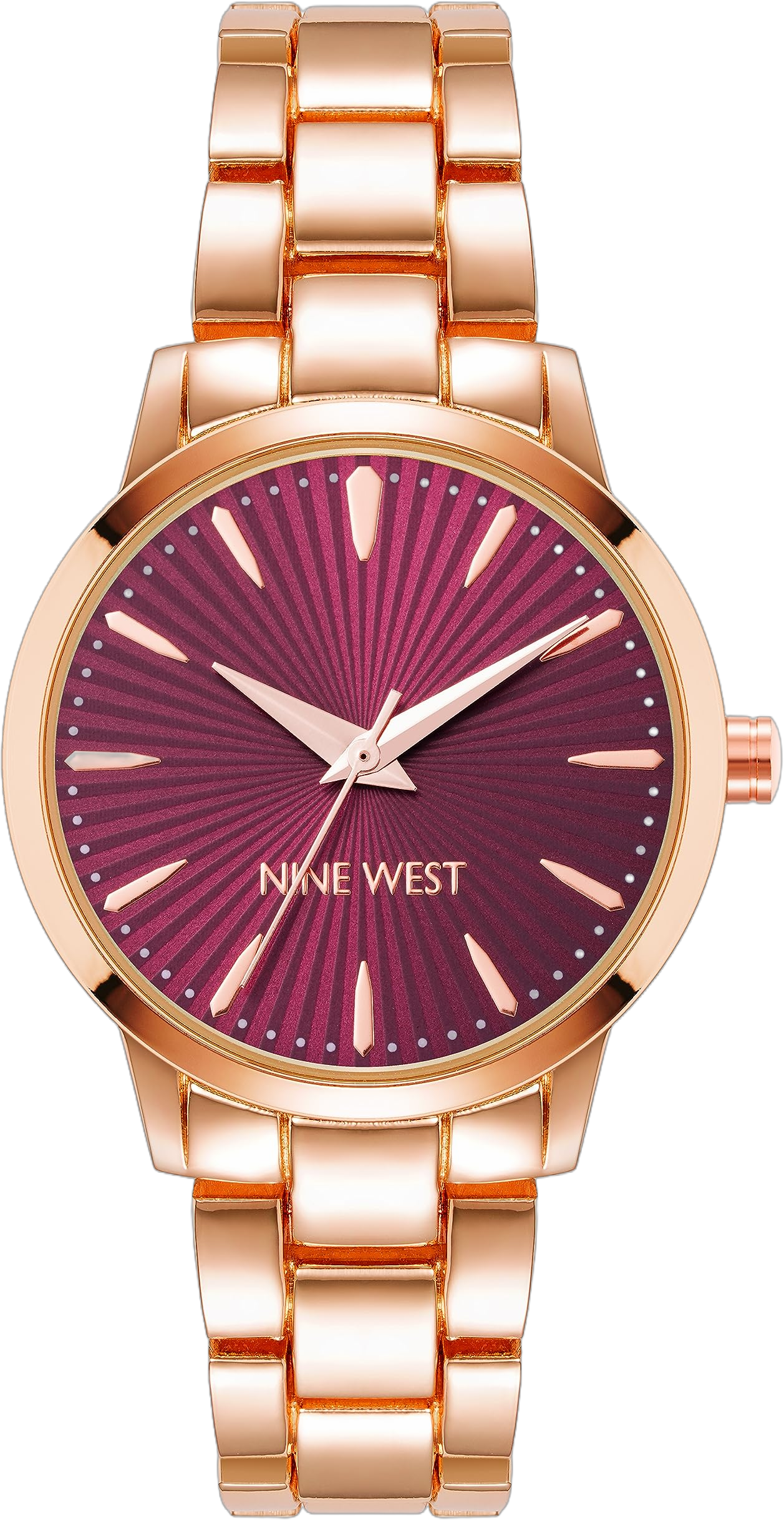 Nine West Women's Bracelet Watch Rose Gold/Burgundy