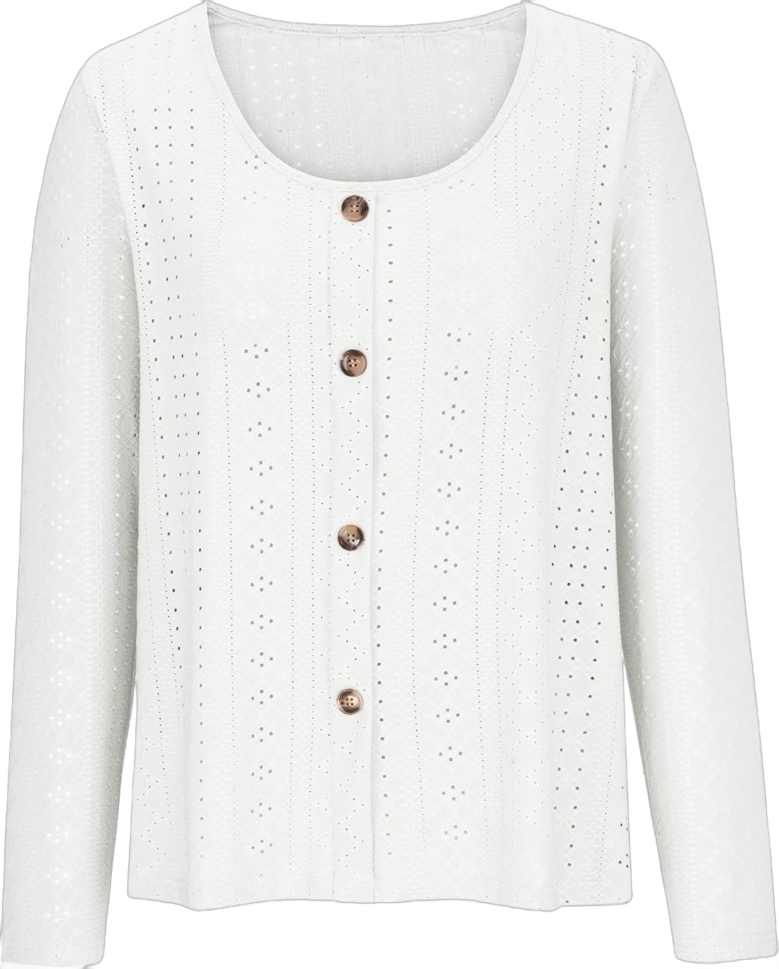 Ceboyel Womens Long Sleeve Tops 2023 Lace Crochet Casual Shirts Button Down V Neck Blouses Dressy Trendy Fashion Fall Clothes Medium J04-white