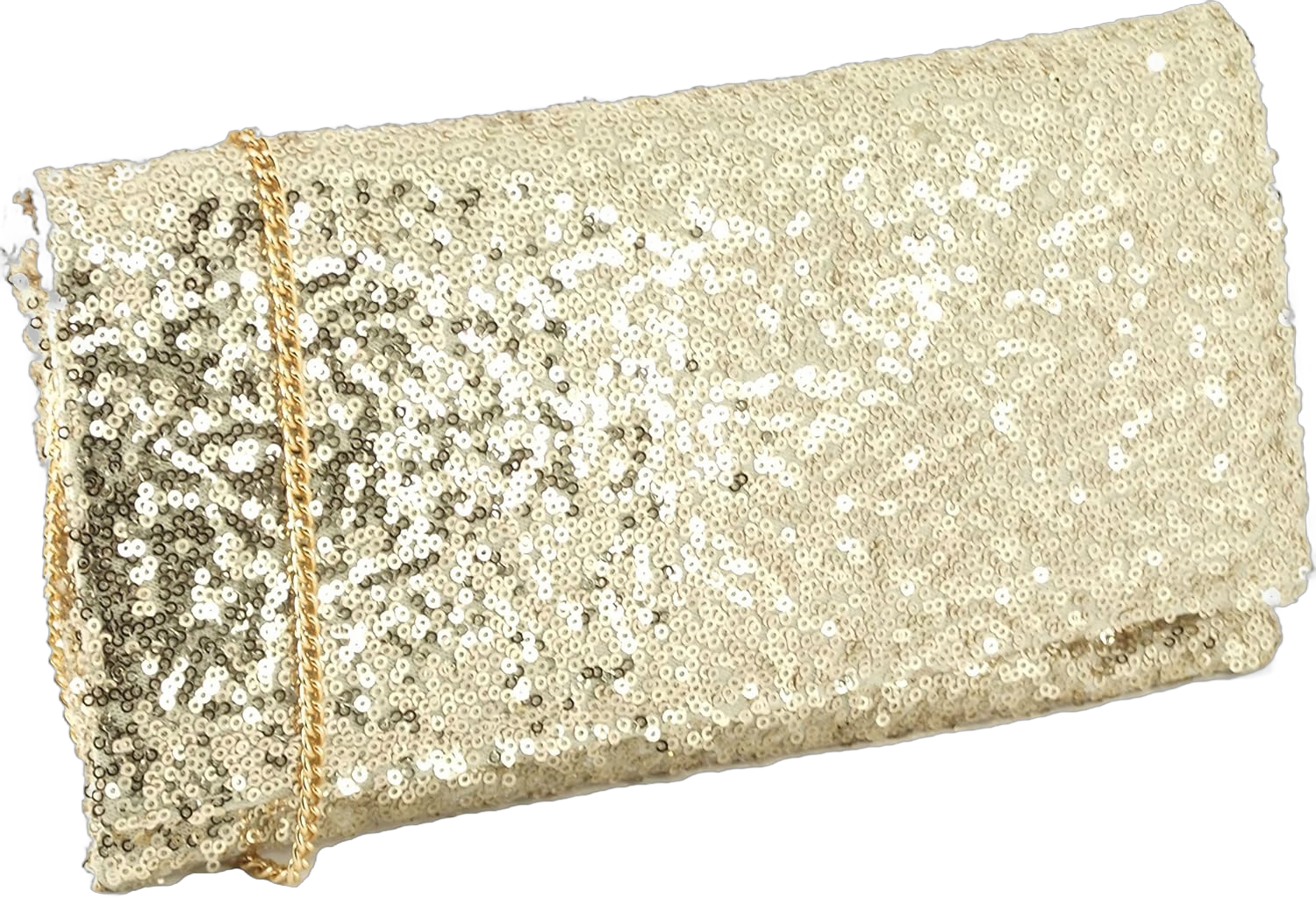 LONI Womens Sparkly Sequin Party Evening Clutch Shoulder Bag Medium Gold