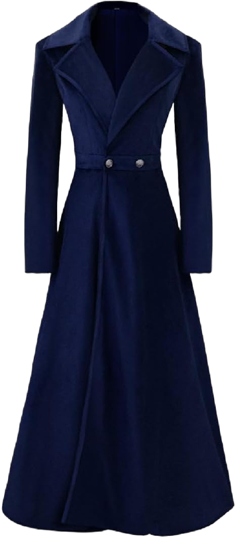 Women's Velvet Jacket Long Windbreaker Temperament Vintage Velvet Sleeved Buttoned Trench Coat Dress Medium Blue