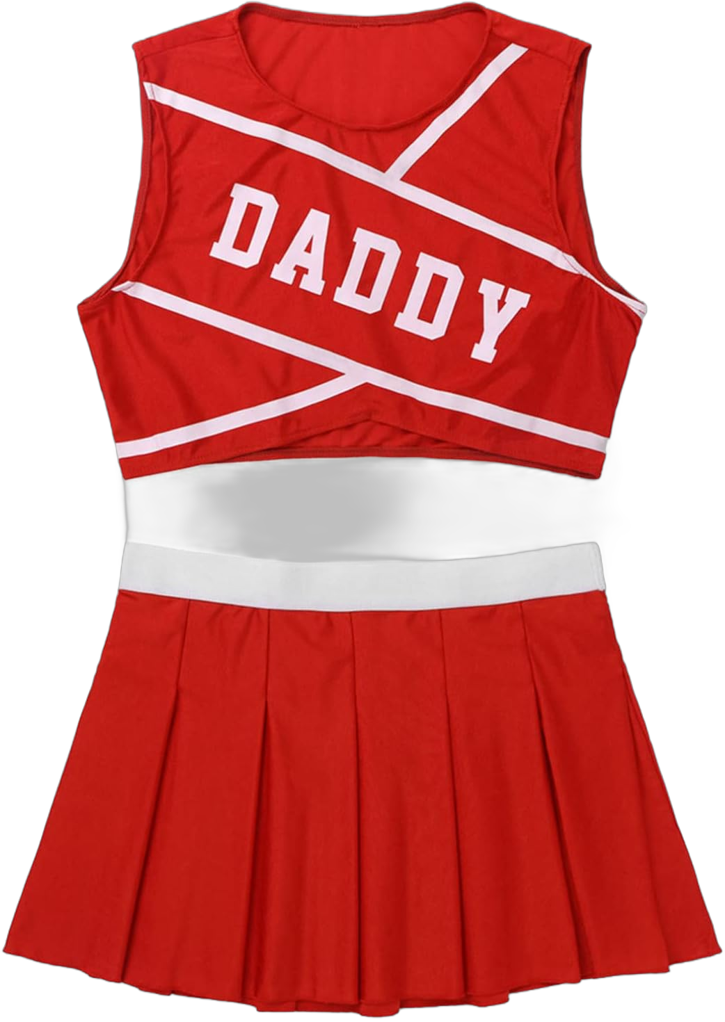 Sywiyi Womens Cheer Leader Costume Sleeveless Crewneck Daddy Print Crop Tops with Mini Skirt Set Red Large