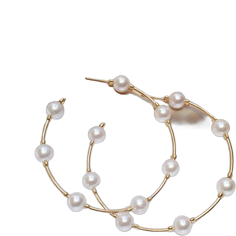 Aimimier Bridal Pearl Hoop Earrings Vintage Large Round Loop Earrings Wedding Prom Party Festival Jewelry for Women and Girls