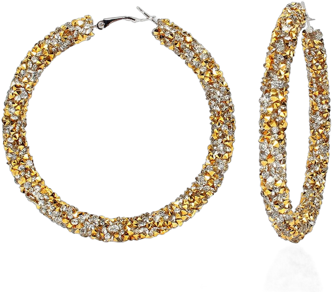 Glitter Hoop Earrings for Women Bohemian Sparkle Rhinestone Resin Wrapped Big Hoop Dangle Earrings Jewelry Gold