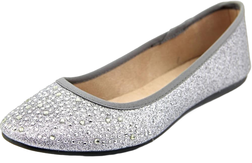 Style & Co. Womens Angelynn Metallic Embellished Ballet Flats 6.5M Pewter