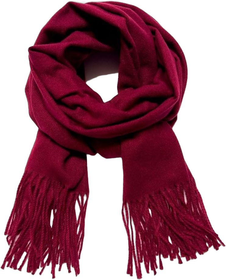 Humble Hilo Soft Wool Scarf or Shawl, Large Scarf for Women and Men Men and Womens Scarf Winter Wrap Pashmina 74 x 27 Burgundy